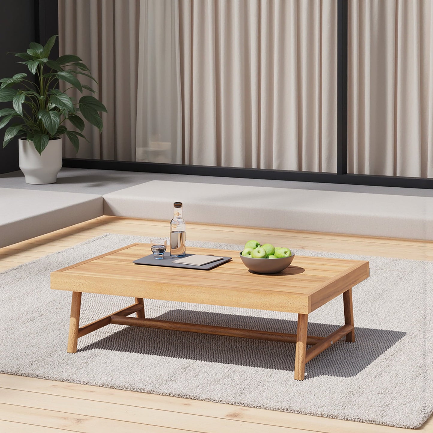 Christopher Knight Home 35.5" Outdoor Wood Rectangle Coffee Table, Patio Garden Accent Table, Teak