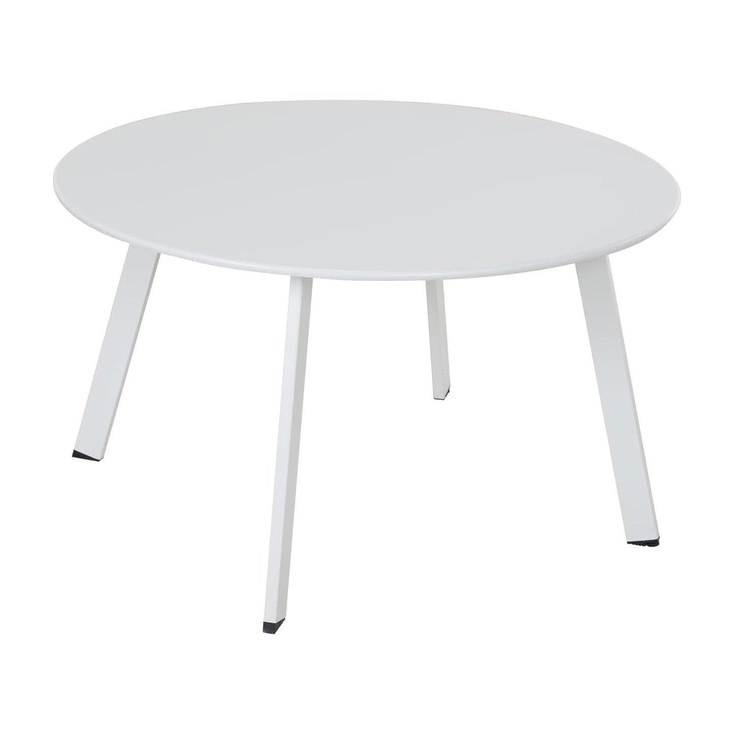 Compact Round Coffee Table - Modern 3-Leg Design with Black Rubber Feet, Perfect for Small Spaces - White