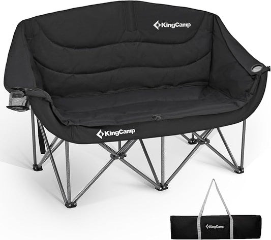 Double Camping Chair, Oversized Heavy Duty Loveseat for Adults Portable Folding XL 2 Person Couch Padded Comfortable Two Seat
