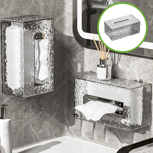 Foqnuq Tissue Box Household Organizer Transparent Plastic Wall Mounted Non-Perforated for Living Room Bathroom Coffee Table Outdoors