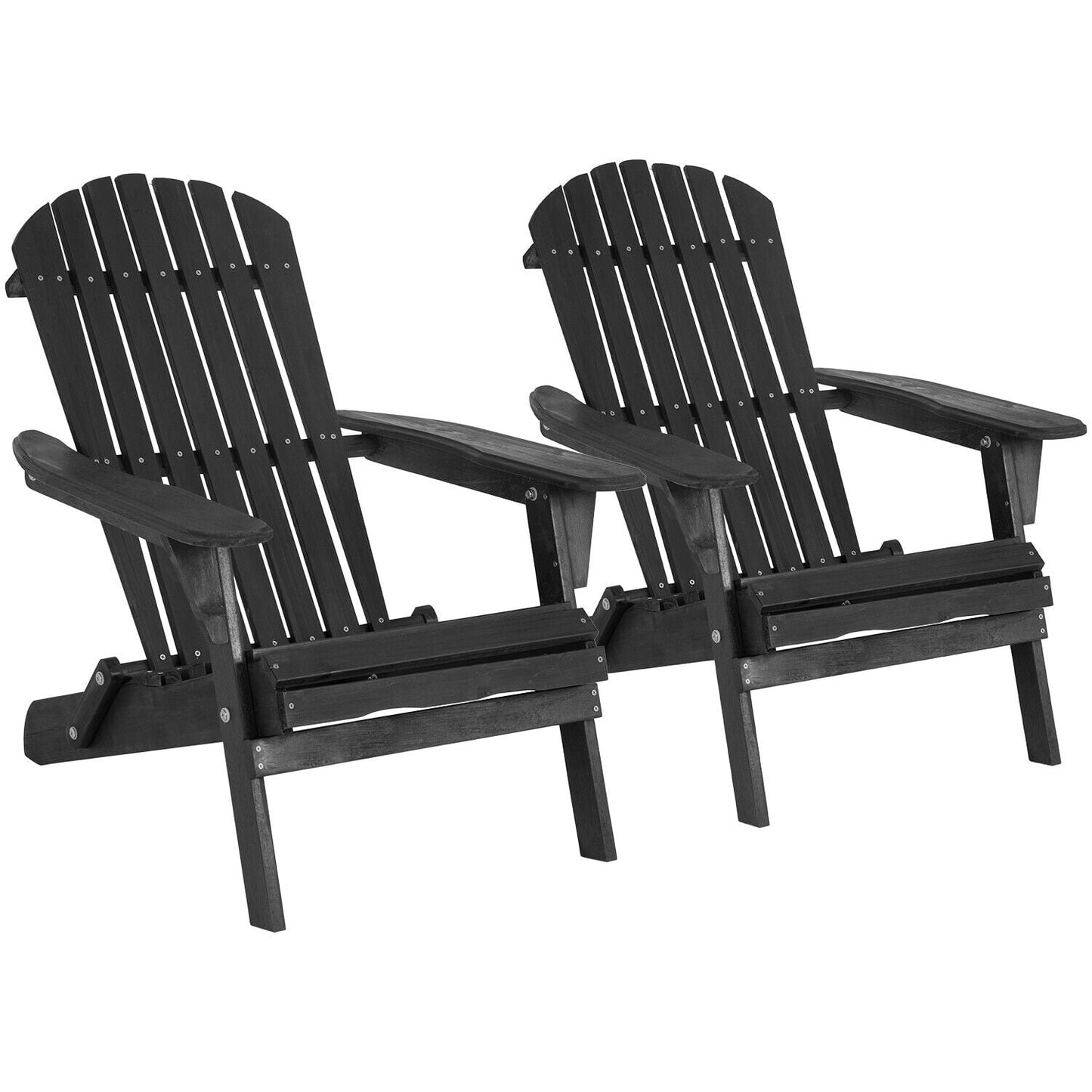 Galaxera Adirondack Chair All Weather Fire Pit Lounge Chair Easy Assemble Folding Chair-Black