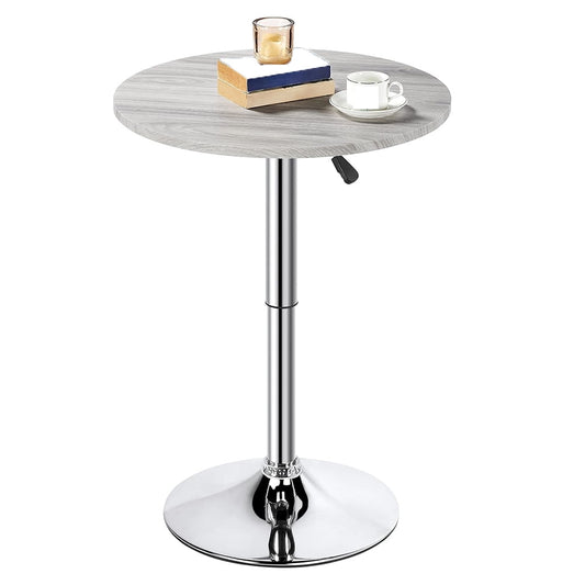 Gray Height Adjustable Round Pub Table Counter Bar Height MDF Top Table 360° Swivel Bar Tables Tall Cocktail Tables Bistro Table for Kitchen, Dorm, Home, Indoor