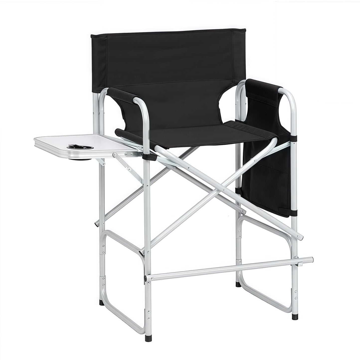 Gundir Tall Director Chair, Adult, Folding Camping Chair with Side Table, Cup Holder and Storage Bags