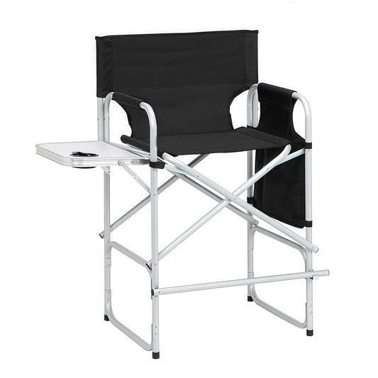 Gundir Tall Director Chair, Adult, Folding Camping Chair with Side Table, Cup Holder and Storage Bags