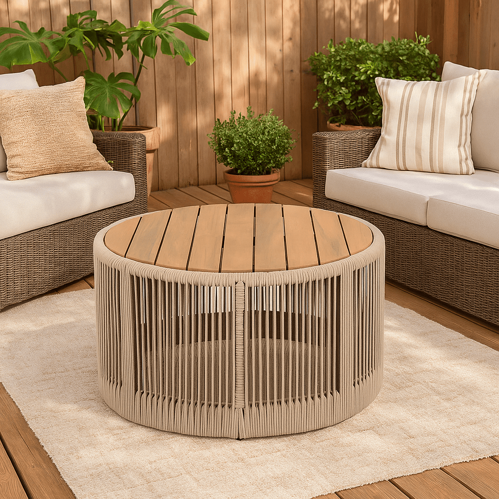 Homy Casa Outdoor Coffee Table - Modern Design, Perfect for Patio and Garden, Beige