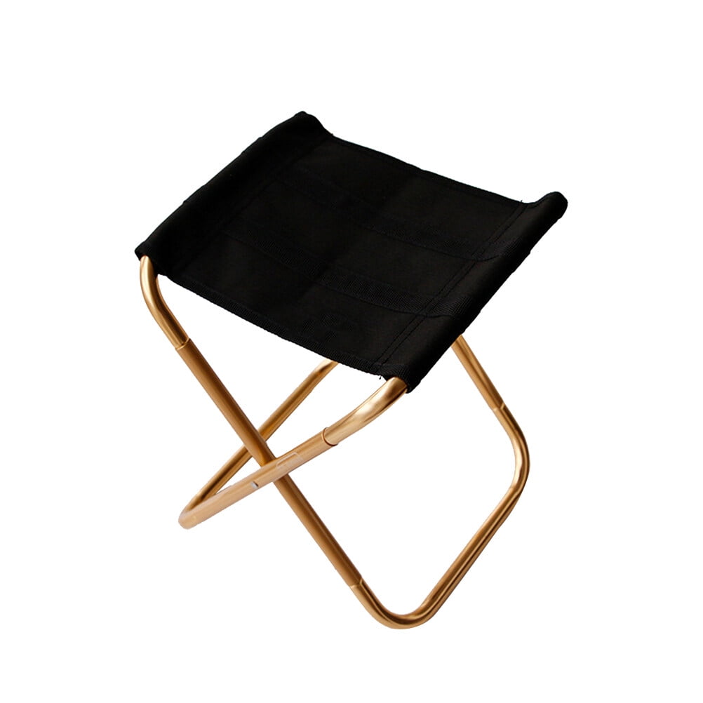 KAJNBN 1Pcs Golden Metal Folding Stool for Outdoor Camping and Picnics