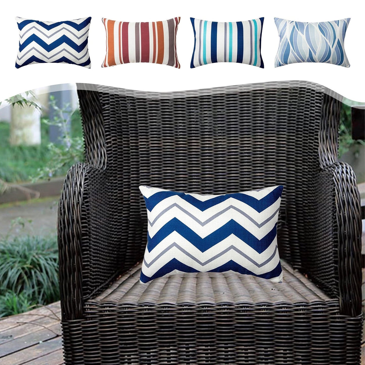 Kcavykas Savings Outdoor Chaise Lounge Waterproof Pillow Cover, Striped Headrest Cushion, Removable Cushion Core Pillow Fast-Selling Limited-Time Deals