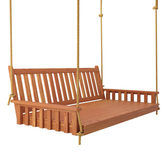 Keystone Amish Co. 4 Foot Franklin Porch Swing Bed with Ropes, Cedar Stain