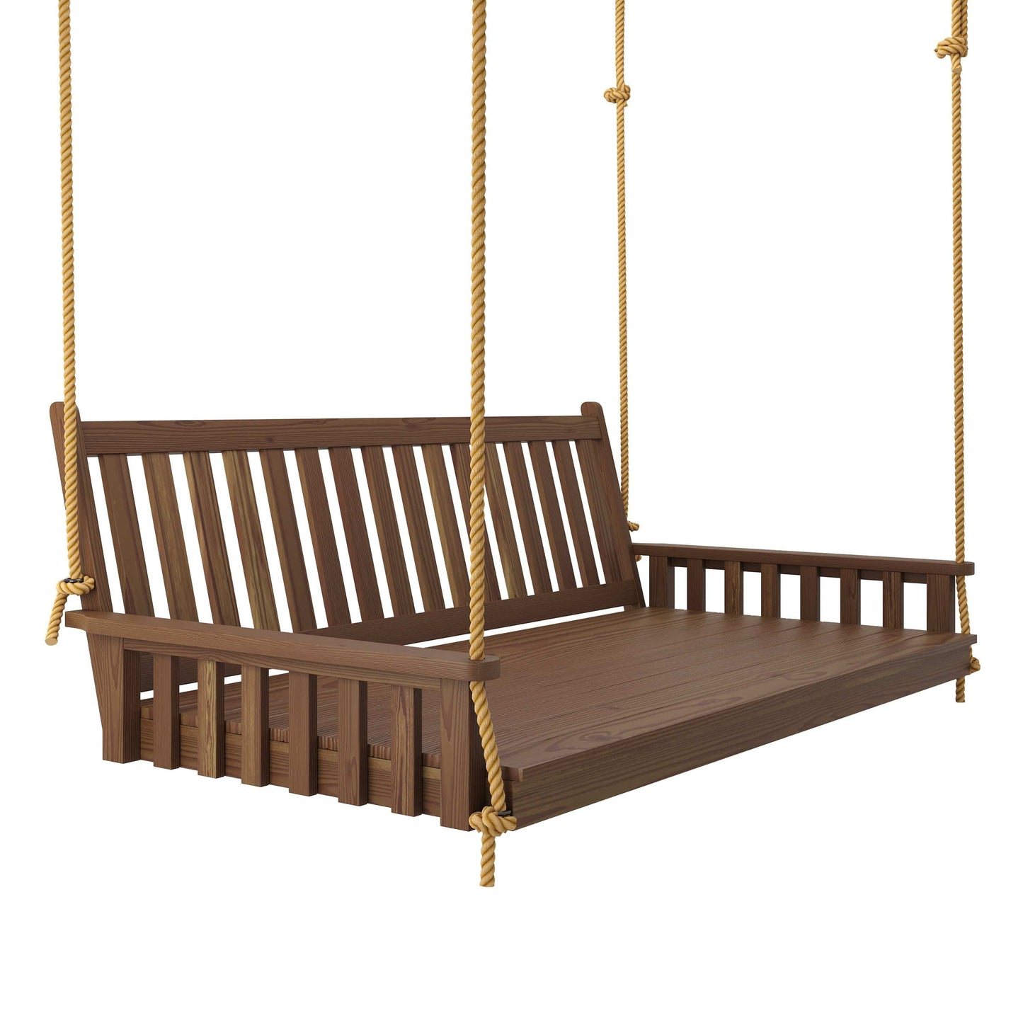 Keystone Amish Co. 4 Foot Franklin Porch Swing Bed with Ropes, Mushroom Stain