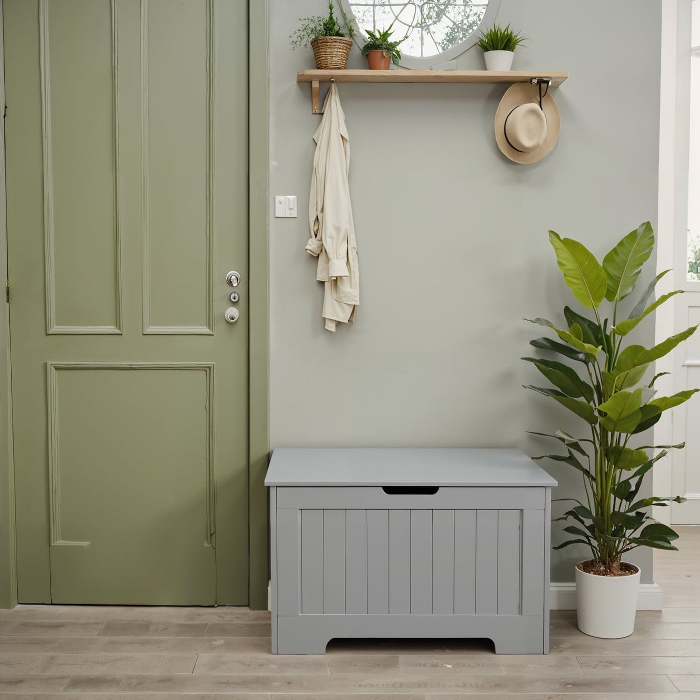 LEDREM Storage Chest Storage Trunk for Bedroom Entryway Large Capacity Organizer, Dove Gray