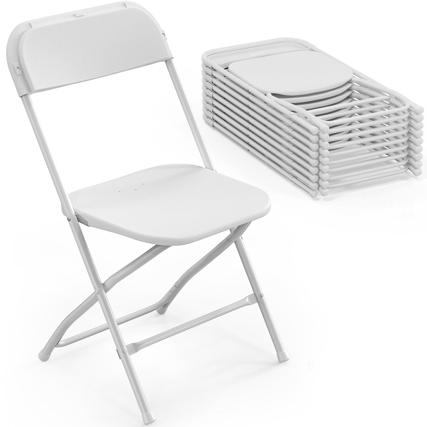 Matladin 10-Pack Folding Chairs, Heavy-Duty, Stackable Seating for Any Occasion, 350lb Capacity, White