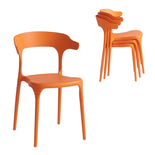 XDECO Dining Chairs 4 Pack,Stackable Modern Chair for Indoor/Outdoor,Orange