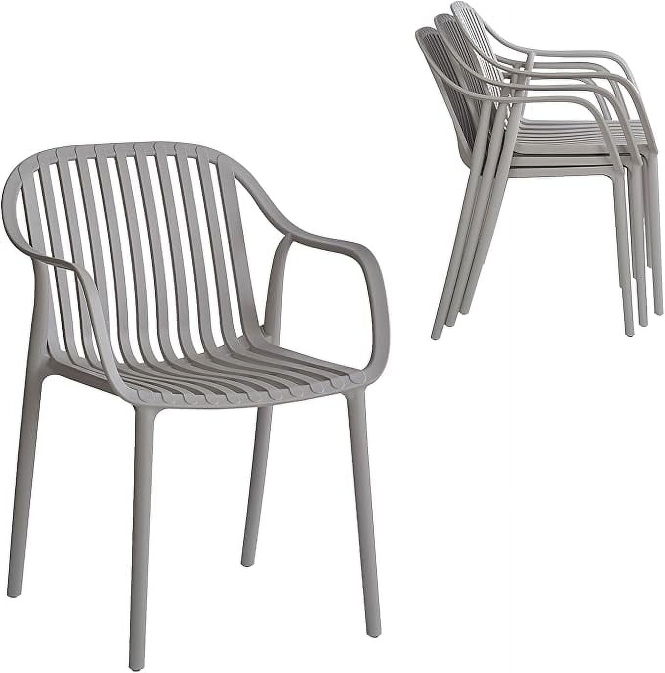 XDECO Stackable Dining Chairs Set, Breathable Modern Indoor/Outdoor Chair with Armrests & Backrest for Patios, Cafes,Home/Commercial Use, 250lbs Heavy Duty, Grey