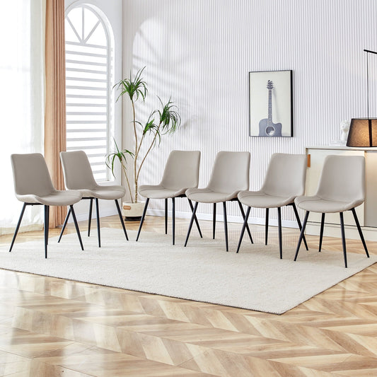 NYEESS Dining Chairs Set of 6, Faux Leather Upholstered Chairs with Black Metal Legs for Kitchen, Living Room, and Patio