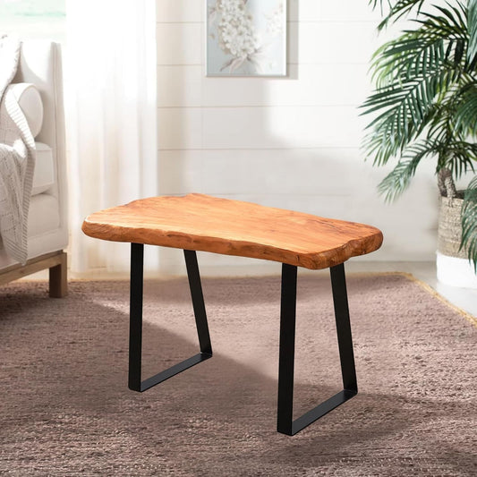 Natural Live Edge Cedar Wood Entryway  ，Rustic End Table Living Room Accent Solid Coffee Side Table Bedroom Vintage Outdoor Garden Stand Foot Stool