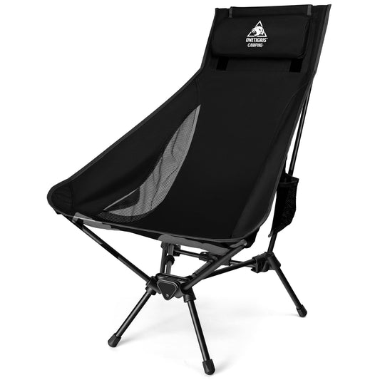 OneTigris Tigerblade High Back Camping Chair with Pillow Design, Comfortable Widened Seat Folding Chair