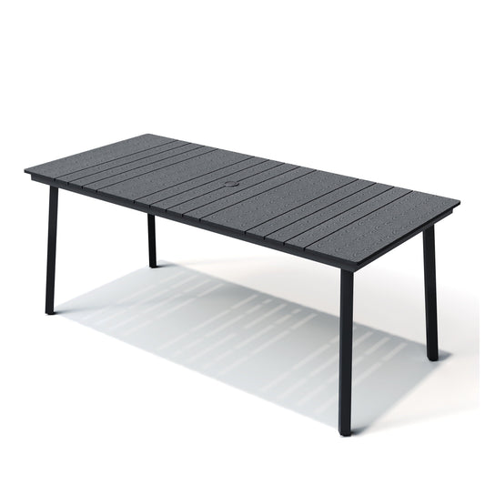 Pellebant 70.5" Outdoor Aluminum Patio Dining Table for 6-8 People, All-Weather Rectangle Table with Umbrella Hole for Garden, Deck, Lawn，Black