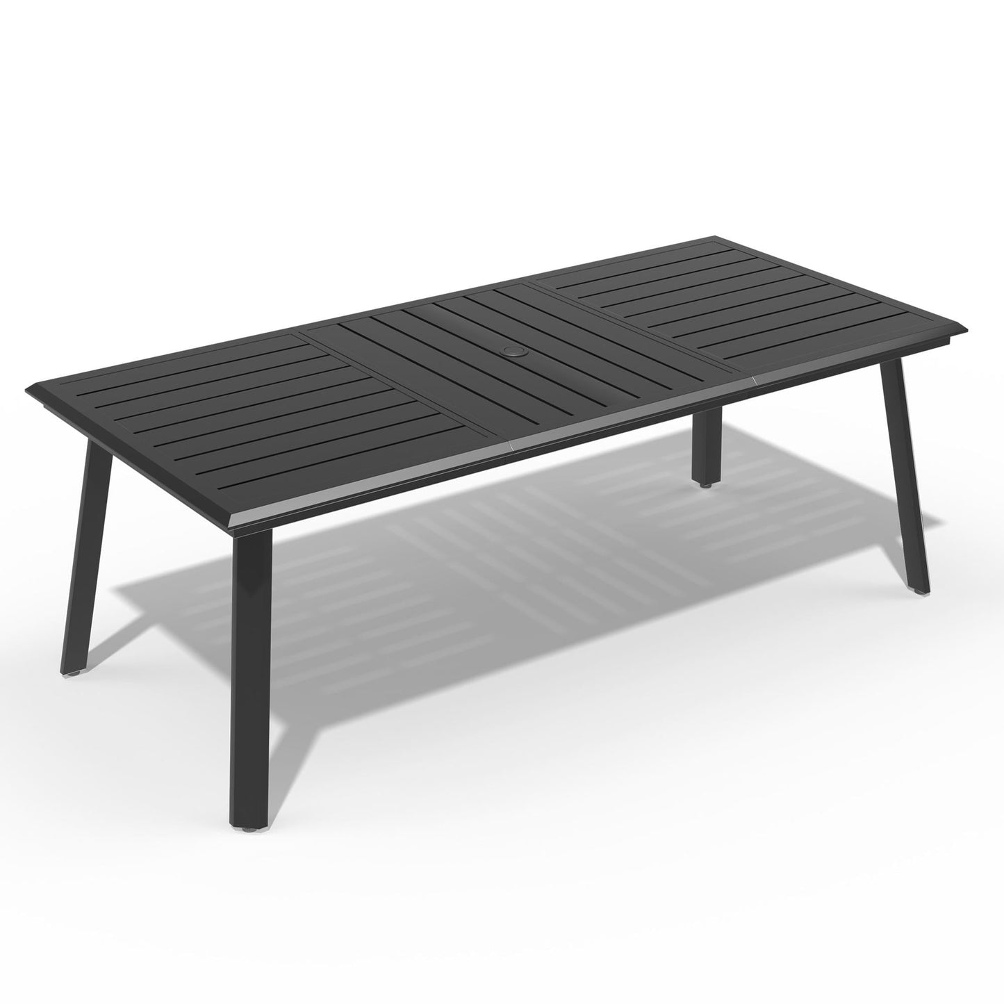 Pellebant 83" Aluminum Outdoor Dining Table for 8, All-Weather Rectangle Patio Table with Umbrella Hole for Backyard, Lawn, Garden and Poolside, Glossy Black