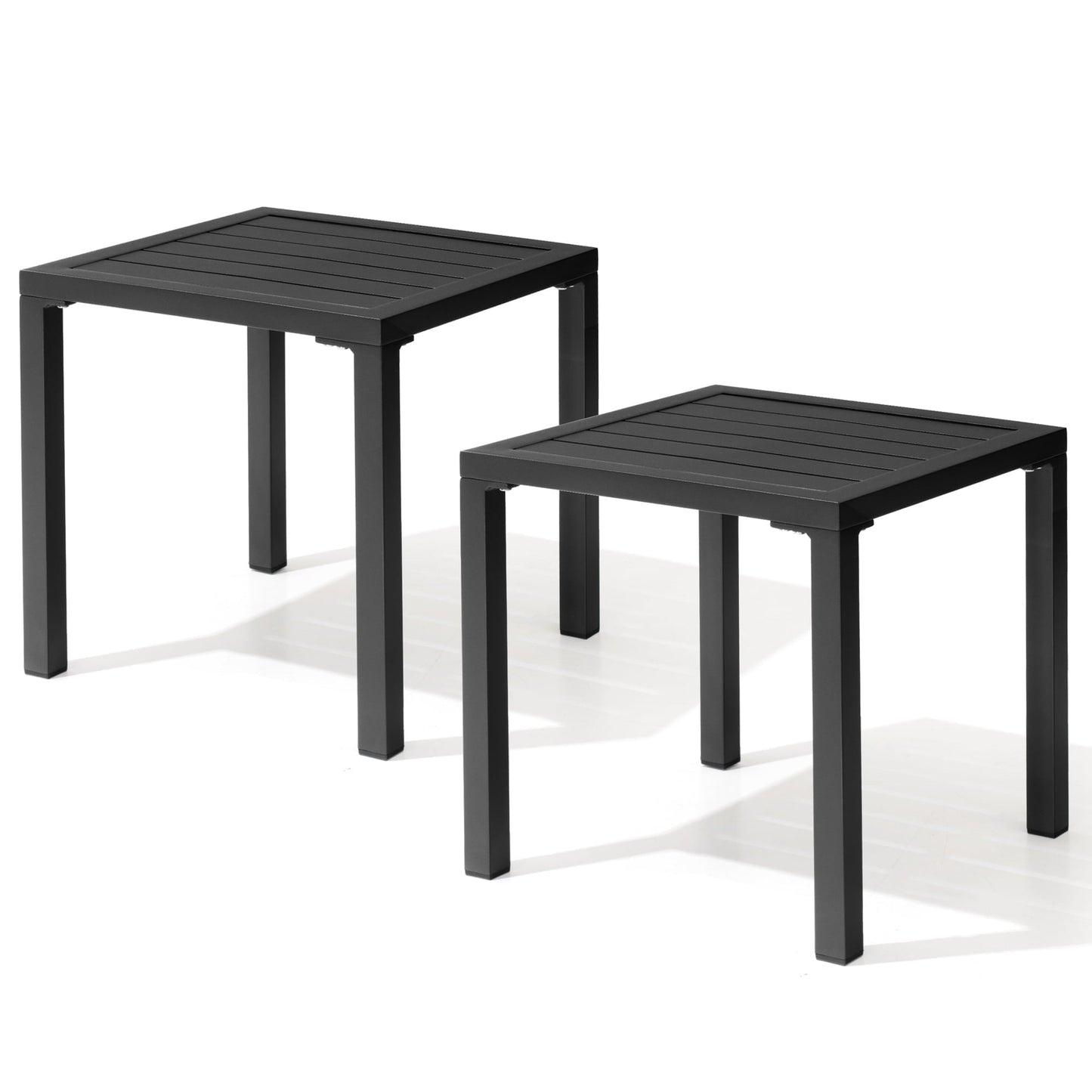 Pellebant Outdoor Square Aluminum Side Table, Black (Set of 2)