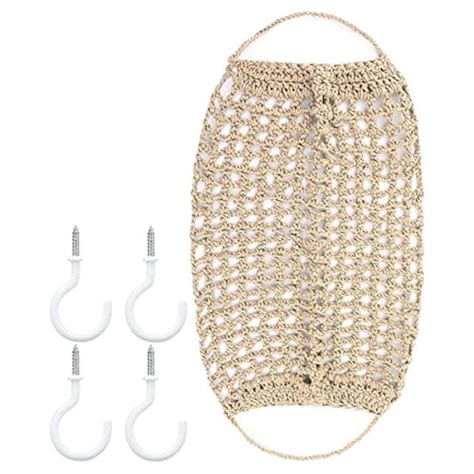 RENACLIPY Fruit Hammock for Kitchen 68X6X6CM Khaki Cotton Rope for Home 1 Set