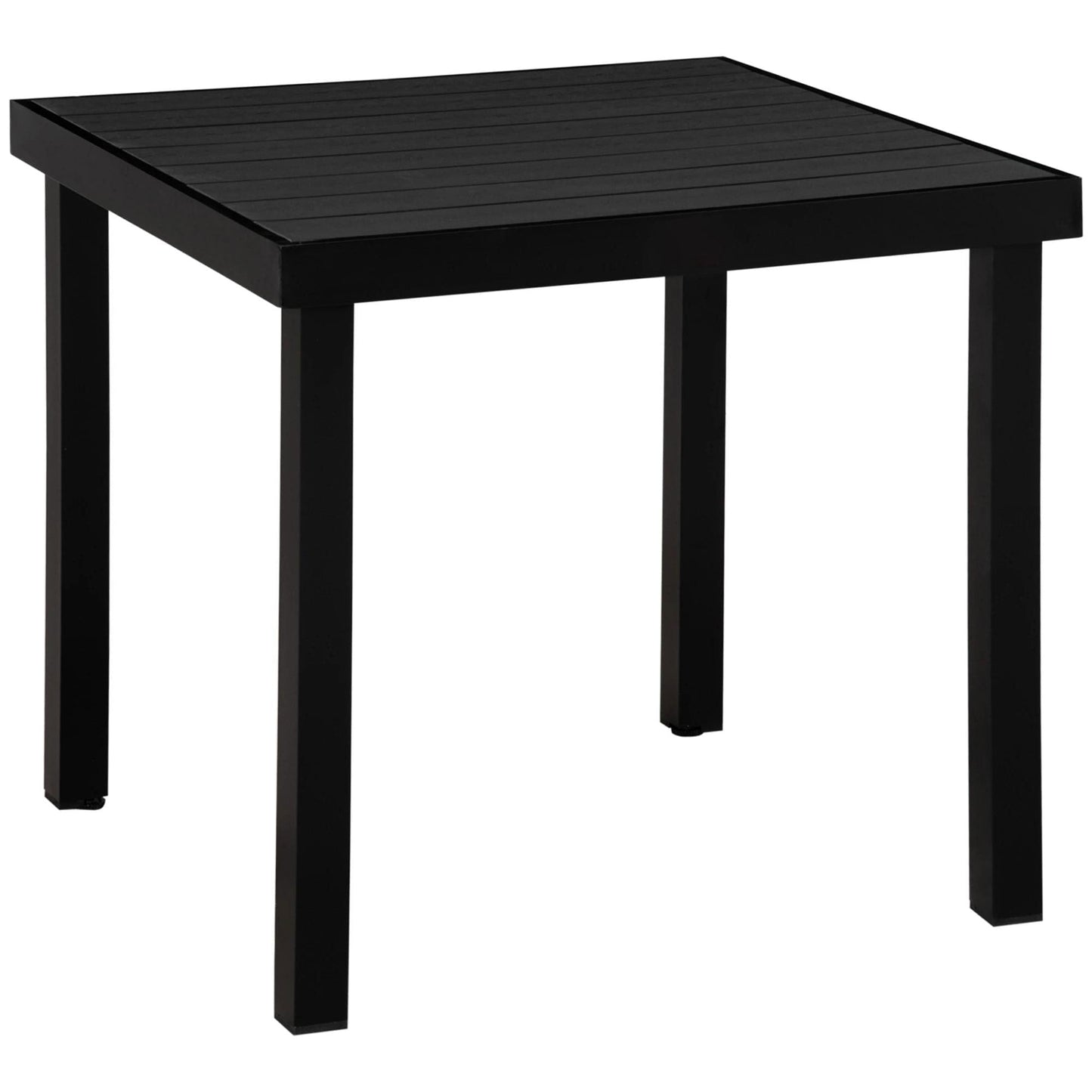 Resenkos Patio Dining Table For 4, Non-Slip Foot Pads, Aluminium, Plastic, Black