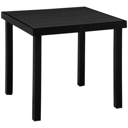 Resenkos Patio Dining Table For 4, Non-Slip Foot Pads, Aluminium, Plastic, Black