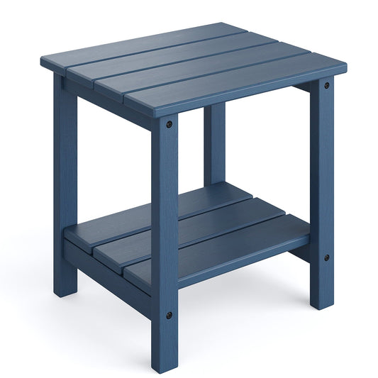 Riedhoff 2-Tiers Outdoor Side Table for Patio, 17.71" x 15.35"x 18.11", Weather Resistant, Blue
