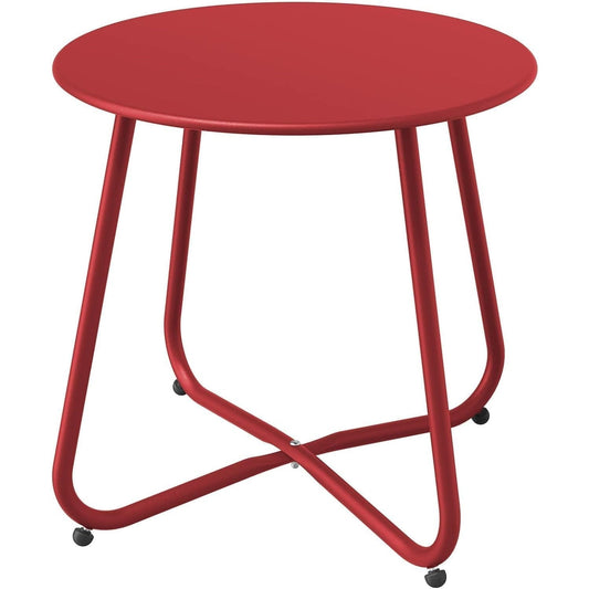 Round Rolling Coffee Table - Modern Cross Base Design, 4 Silent Casters, Multi-Functional Side Table for Home/Office - Red