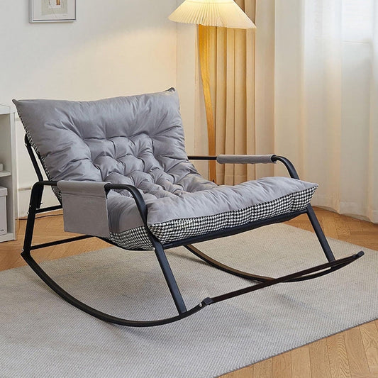 SUSUZI Rocking Chair with Cushion, Lounging Chair for Living Room and Bedroom, Gray