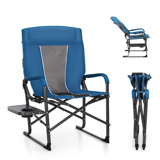 Sophia & William Heavy-Duty Adjustable High Back Director Chair Oversized Camping Chair with Side Table, Blue