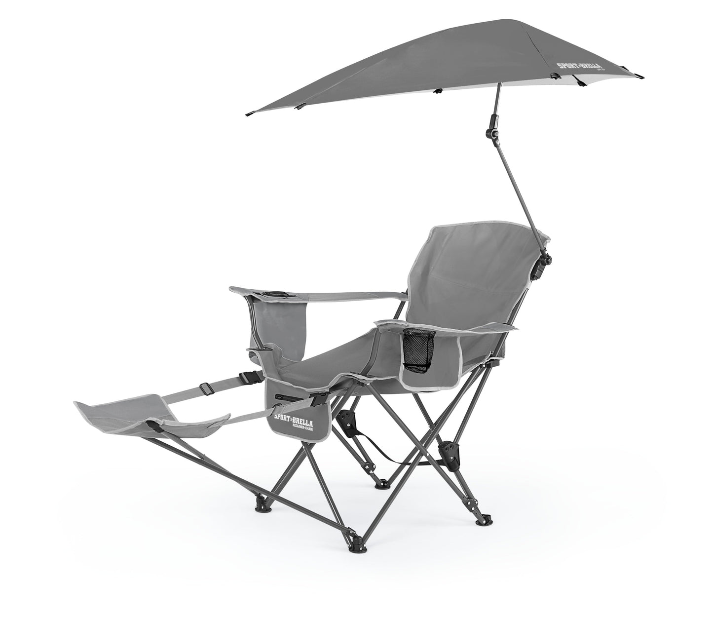 Sport-Brella Grey Camping Chair, with Clamp-On Sun Shade