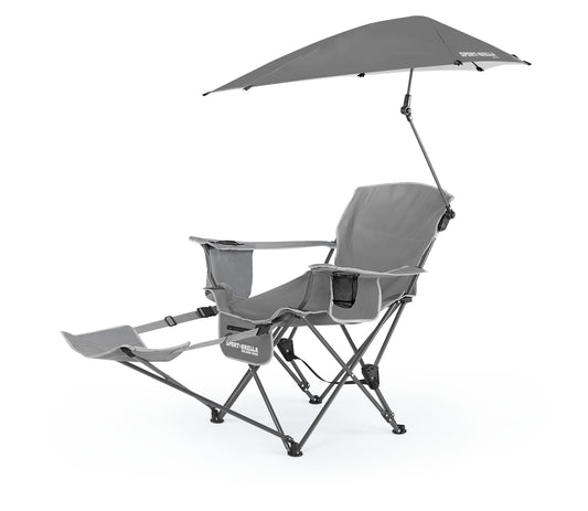 Sport-Brella Grey Camping Chair, with Clamp-On Sun Shade