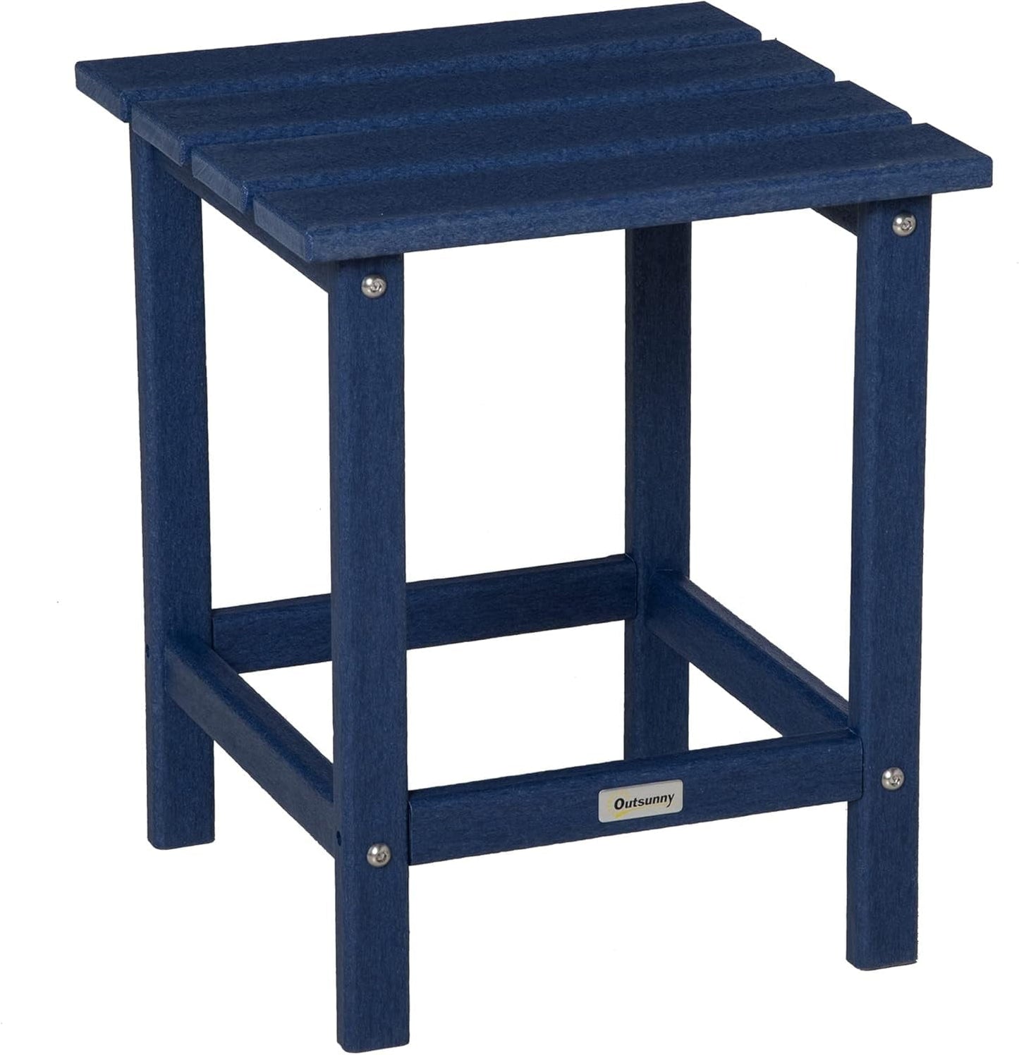 THTGCD Patio Side Table, 15" Square Outdoor End Table, HDPE Plastic Tea Table for Chair, Backyard or Lawn, Blue