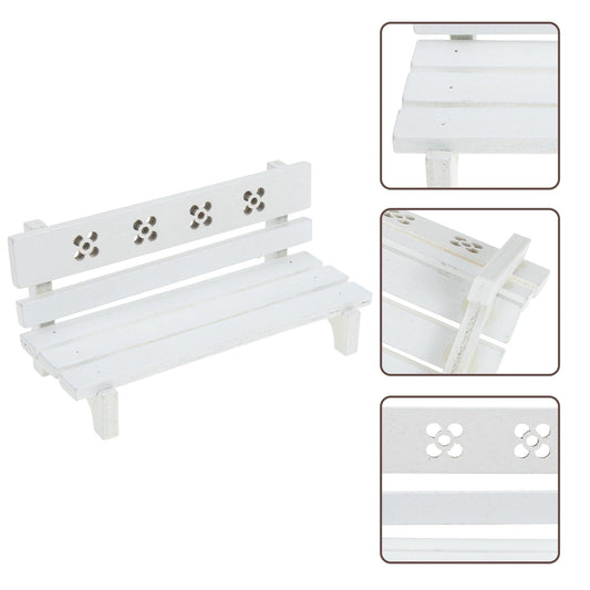TINKSKY Micro Landscaping Decor Small Bench Miniature Garden Bench White Plastic 1Set Rustic Scene Layout