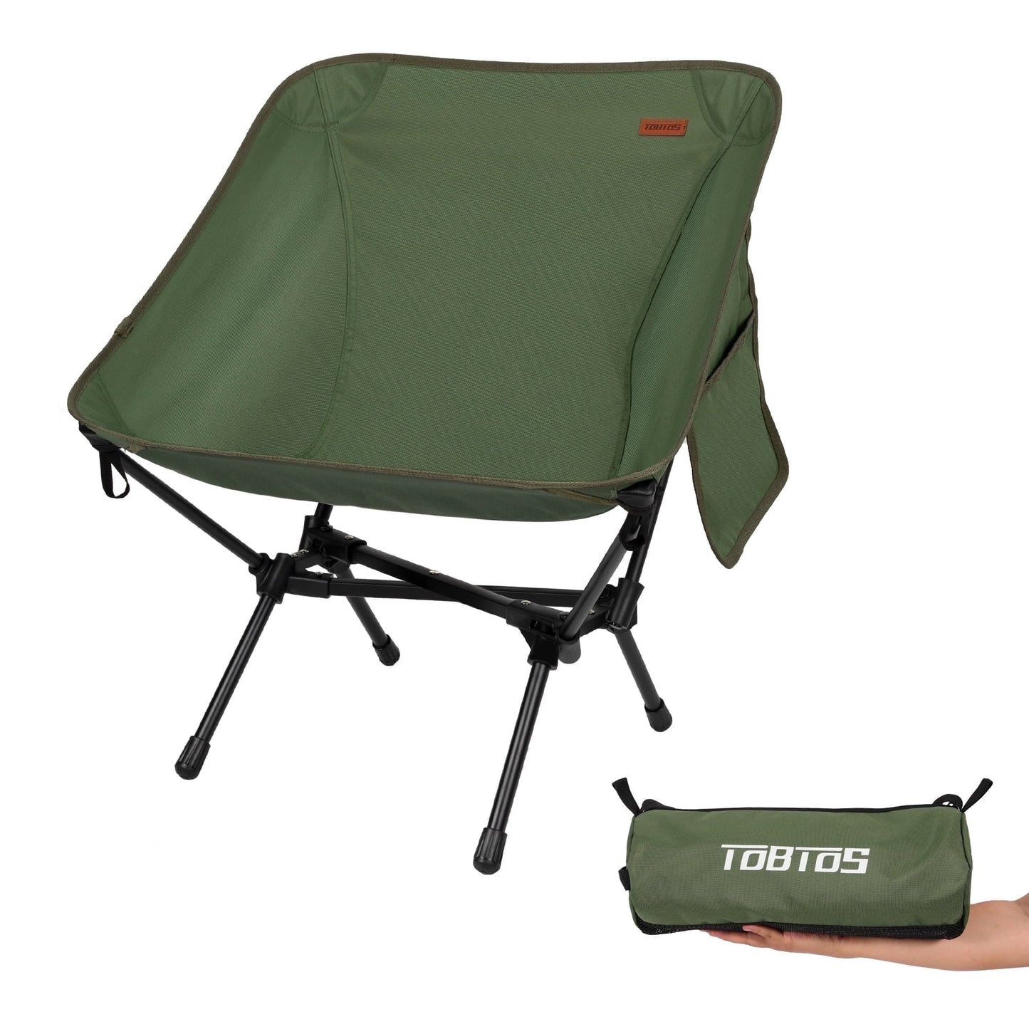 TOBTOS Ultralight Folding Camping Chair with Carry Bag, Portable for Outdoor, Backpacking, Hiking & Beach (Green)