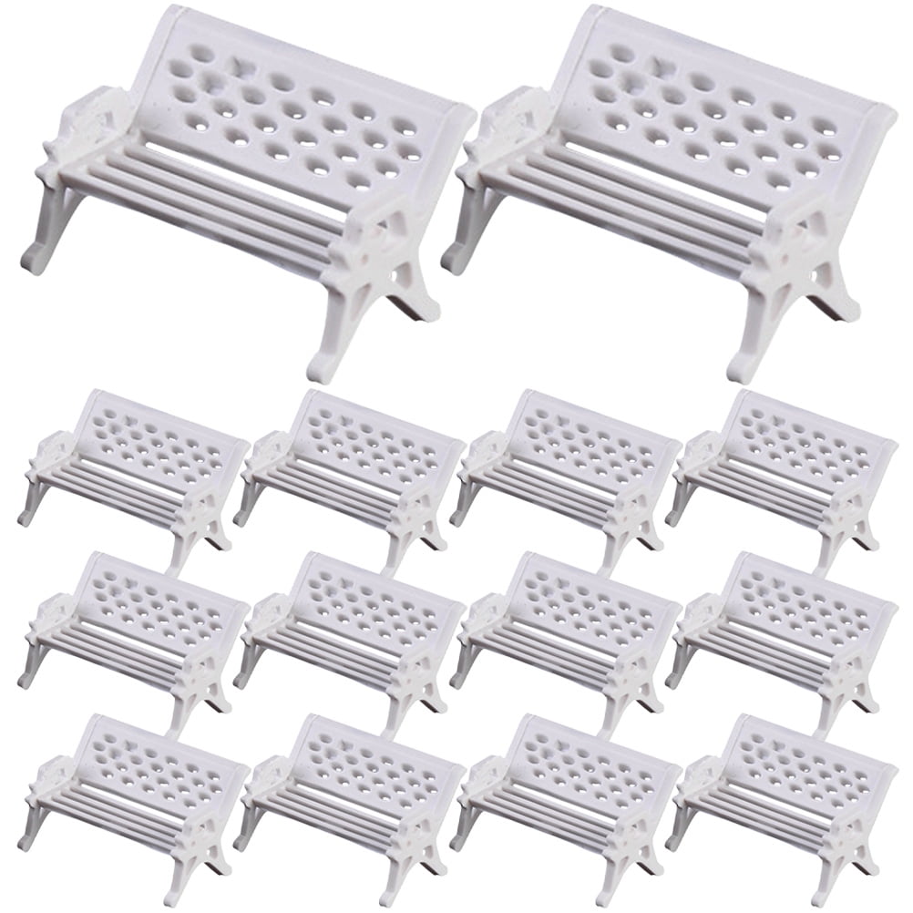 Tineasur Garden Bench Model Bench Models White ABS 16Set Ornament Decoration