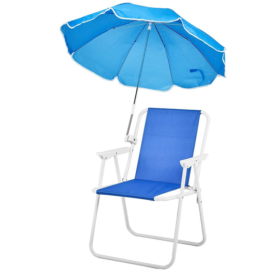 UBesGoo Folding Beach Chair with Umbrella 120kg Capacity, Lightweight for Outdoors, Camping & Travel, Blue