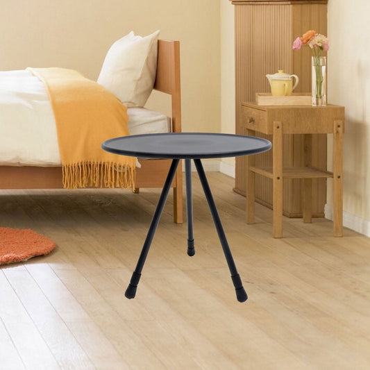 UPOUART 1Pcs Black Round Portable Picnic Table for Outdoor Camping and Barbecue