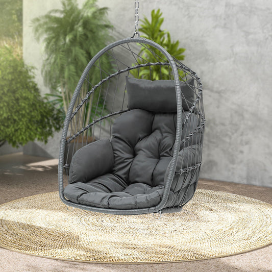 Uforic 105 x 74 x 72 cm Hanging Chair with Cushions, Chain & S-Hooks for Living Room Patio Garden, Gray