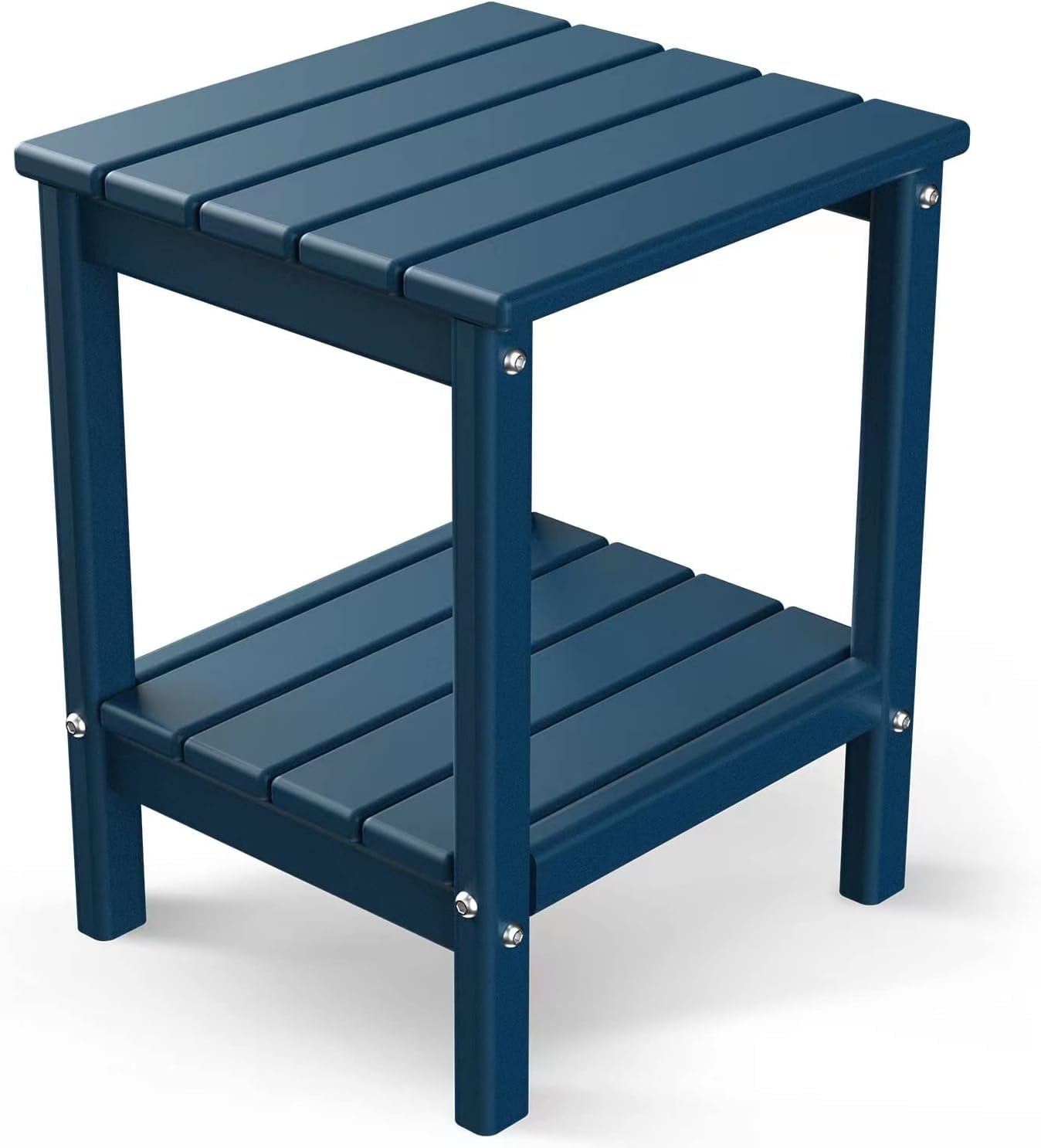 VibrantEcho Adirondack-Outdoor-Side-Table | 14 x 13 Inches | HDPE Plastic | All Weather | Blue | Outside End Tables | Storage Shelf | for Patio Porch Backyard Indoor