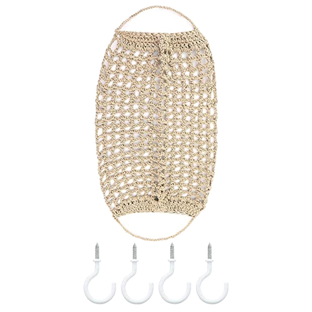 WEAVILUX Fruit and Vegetable Hammock 68X6X6CM Khaki Cotton Rope for Different Festivals 1 Set