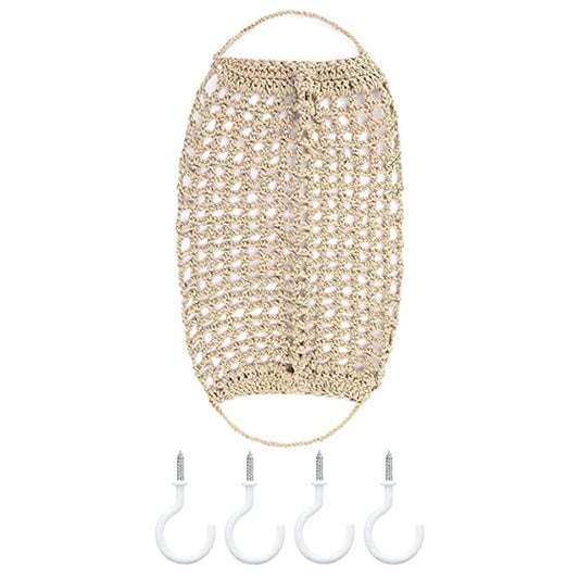 WEAVILUX Fruit and Vegetable Hammock 68X6X6CM Khaki Cotton Rope for Different Festivals 1 Set