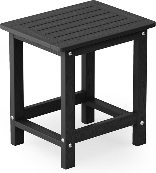 WINSOON Small Outside Adirondack Square Side Table,Single Layer - Black