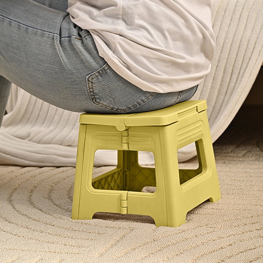 WKSCLPAI Fashion Cream Style Folding Stool, Portable Non-Slip Plastic Step Stool with Handle, Lightweight and Durable Space Saving Small Stool for Home Office Outdoor Activities, Yellow