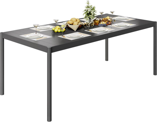 WildBreak Outdoor Patio Dining Table, 74" x 36" x 29", Rectangle, for 6-8 Person, Dark Gray