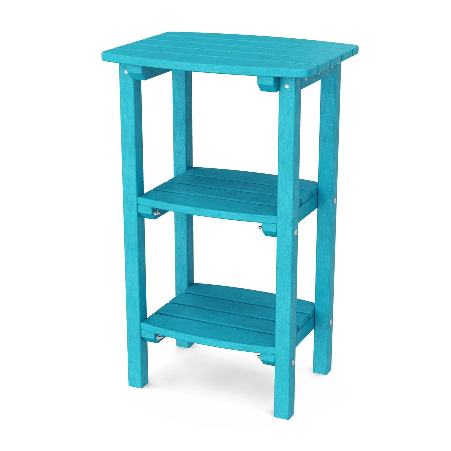 Wildridge Classic 3-Shelf Side Table, Aruba Blue - Outdoor Weather Resistant Recycled Plastic Furniture for Patio