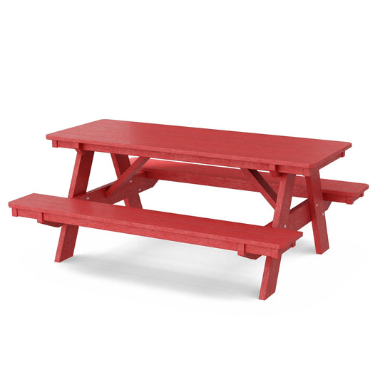 Wildridge Heritage 72 in. Picnic Table with Attached Benches, Cardinal Red - Outdoor Weather Resistant HDPE Picnic Table for Patio, Porch, Deck, Lawn