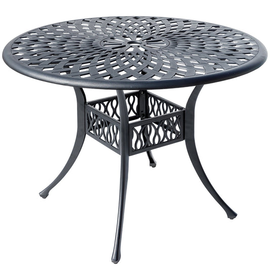 Withniture 42 INCH Patio Table with Umbrella Hole, Outdoor Round Cast Aluminum Bistro Table Bronze