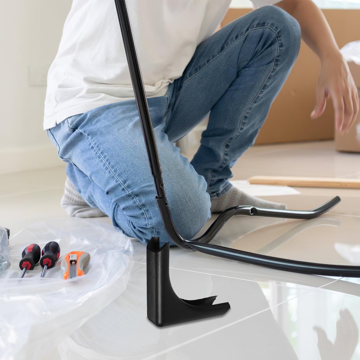 Worgeous Beach Chair Foot Pad Plastic Nonskid Furniture Pads Round Black 1 Pair 4.7X4.7X1.6In