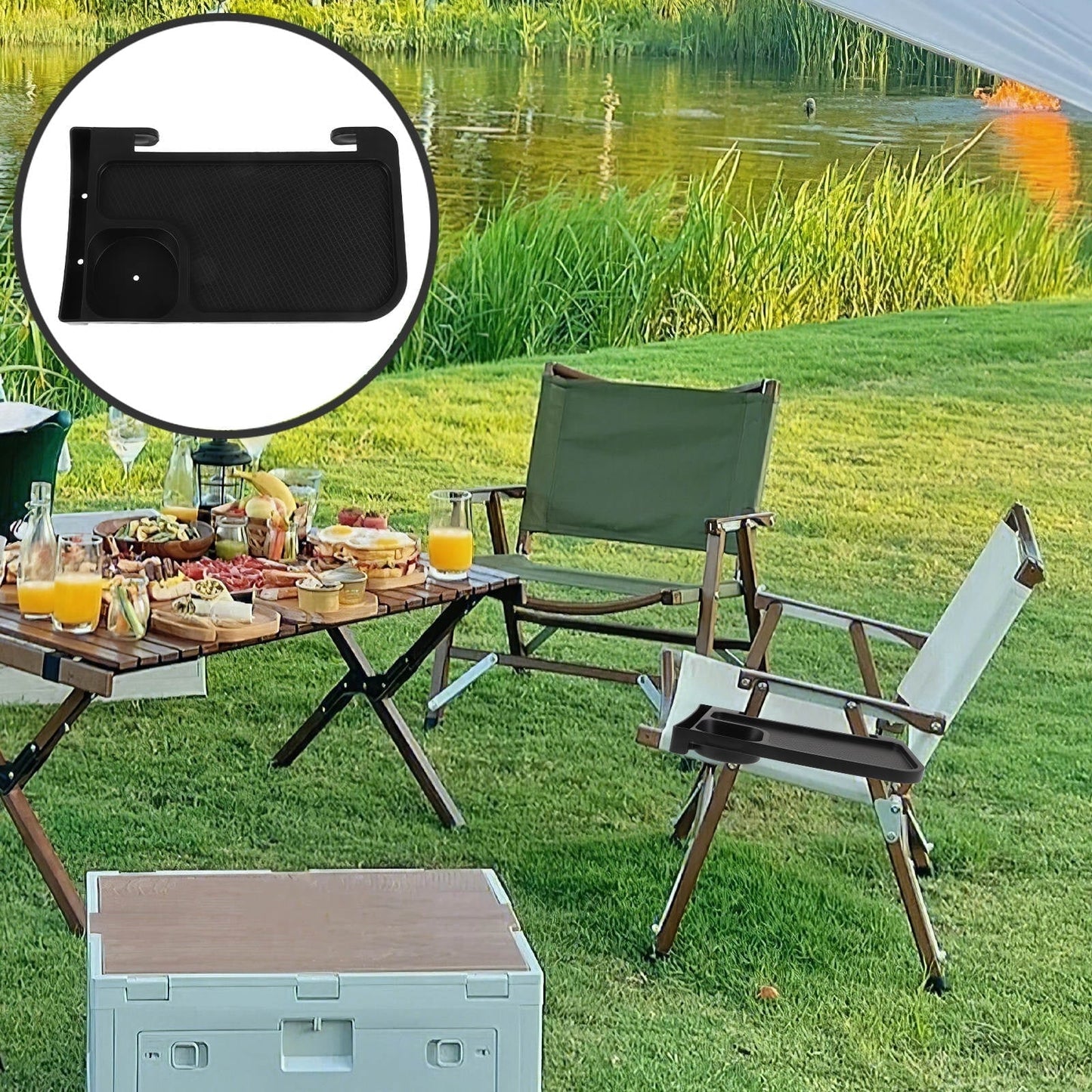 Worgeous 1Set Black Abs Plastic Folding Chair Holder for Chairs and Recliners Outdoor Cup Holder for Home Users